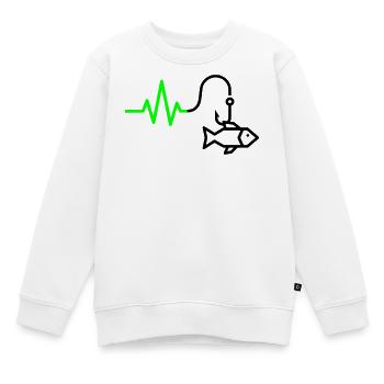EKG Puls Angelhaken Outline - Kinder Premium Organic Sweatshirt - Weiß - Vorne - AI Model Kid Male (0cm)