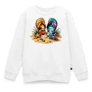 Flip Flops am Strand Illustration - Kinder Premium Organic Sweatshirt - Weiß - Vorne - AI Model Kid Male (0cm)