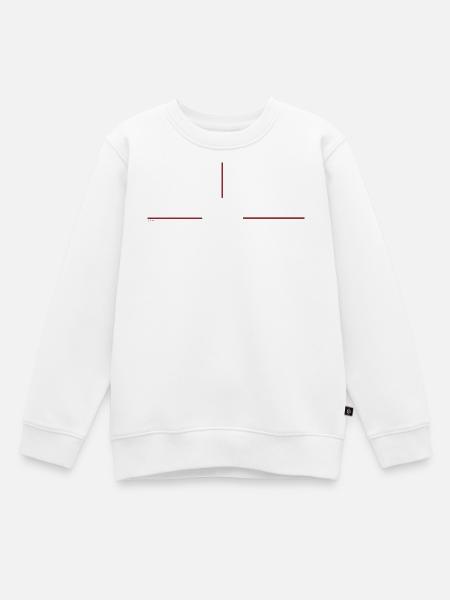 Graphique minimaliste à la ligne rouge - Sweat Premium enfant bio - blanc