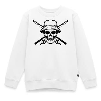 Angler Totenkopf Wappen Schwarz - Kinder Premium Organic Sweatshirt - Weiß - Vorne - AI Model Kid Male (0cm)