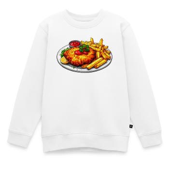 Schnitzel mit Pommes - Kinder Premium Organic Sweatshirt - Weiß - Vorne - AI Model Kid Male (0cm)