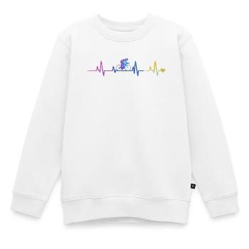 Heartbeat Cyclist Gradient - Kids Premium Organic Sweatshirt - white - Front - AI Model Kid Male (0cm)