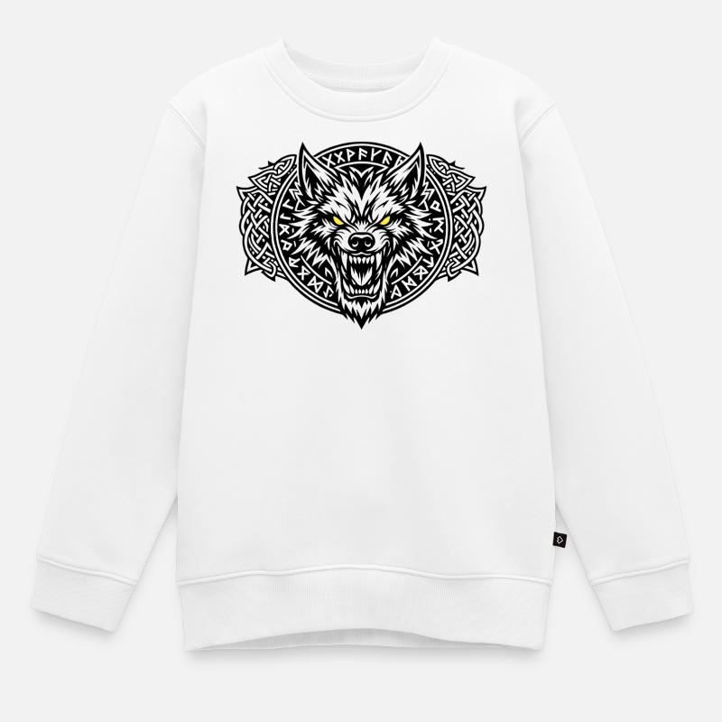 Fenrir-Wolf-Wikinger - Kinder Premium Organic Sweatshirt - Weiß