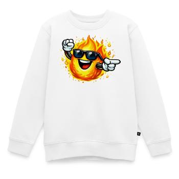 Émoticône Feu avec lunettes de soleil - Sweat Premium enfant bio - blanc - Devant - AI Model Kid Male (0cm)