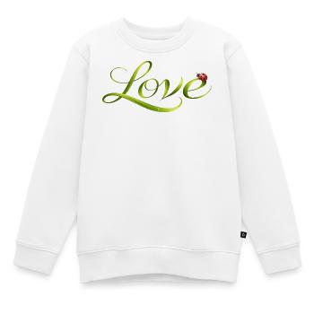 Love Schrift aus Grashalm mit Marienkäfer - Kinder Premium Organic Sweatshirt - Weiß - Vorne - AI Model Kid Male (0cm)