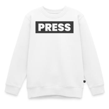 Conception de la presse en disant « PRESS » Journalistes d’information - Sweat Premium enfant bio - blanc - Devant - AI Model Kid Male (0cm)