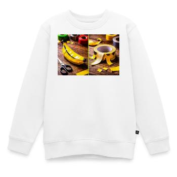 Yellow Tape Bananenkunst - Kinder Premium Organic Sweatshirt - Weiß - Vorne - AI Model Kid Male (0cm)