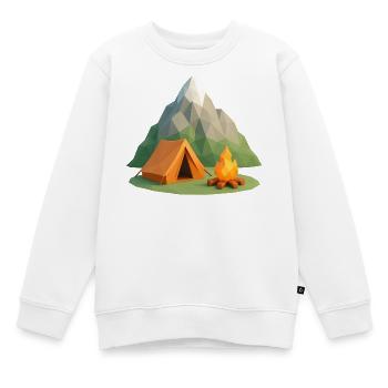 Geopolymountain Camping Szene - Kinder Premium Organic Sweatshirt - Weiß - Vorne - AI Model Kid Male (0cm)