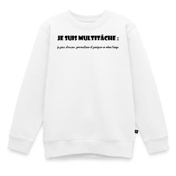 CITATION. MESSAGE. HUMOUR. CITATION. DRÔLE - Sweat Premium enfant bio - blanc - Devant - AI Model Kid Male (0cm)