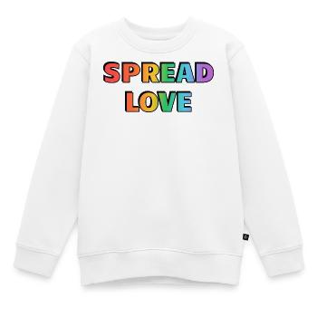 Spread Love Regenbogentypografie - Kinder Premium Organic Sweatshirt - Weiß - Vorne - AI Model Kid Male (0cm)