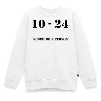 10-24_MP_Suspicious_person - Sweat Premium enfant bio - blanc - Devant - AI Model Kid Male (0cm)