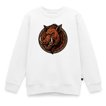 Wilder Eber Ring Tribal Stil - Kinder Premium Organic Sweatshirt - Weiß - Vorne - AI Model Kid Male (0cm)