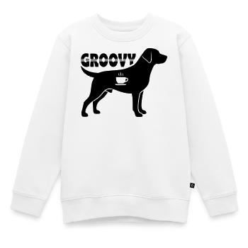 Groovy Hund Kaffee Silhouette Retro - Kinder Premium Organic Sweatshirt - Weiß - Vorne - AI Model Kid Male (0cm)
