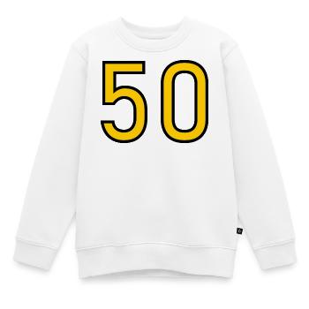 50. 50 ANS. 50e ANNIVERSAIRE. ANNIVERSAIRE 50 ANS. - Sweat Premium enfant bio - blanc - Devant - AI Model Kid Male (0cm)