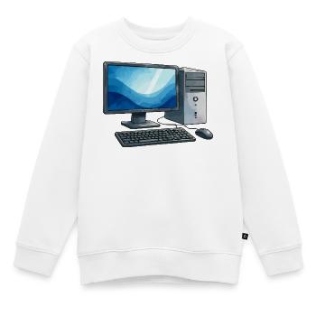 Retro PC Arbeitsstation Illustration - Kinder Premium Organic Sweatshirt - Weiß - Vorne - AI Model Kid Male (0cm)