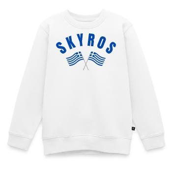 Drapeaux croisés grecs de Skyros - Sweat Premium enfant bio - blanc - Devant - AI Model Kid Male (0cm)
