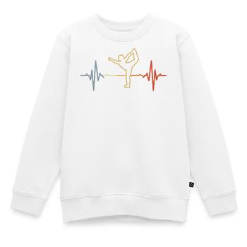 Yoga Herzschlag Retro Look - Kinder Premium Organic Sweatshirt - Weiß - Vorne - AI Model Kid Male (0cm)