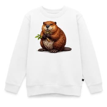 Biber Tier Wildnis - Kinder Premium Organic Sweatshirt - Weiß - Vorne - AI Model Kid Male (0cm)