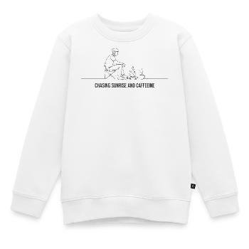 Verfolgung von Sonnenaufgang und Koffein-Radfahrerkunst - Kinder Premium Organic Sweatshirt - Weiß - Vorne - AI Model Kid Male (0cm)