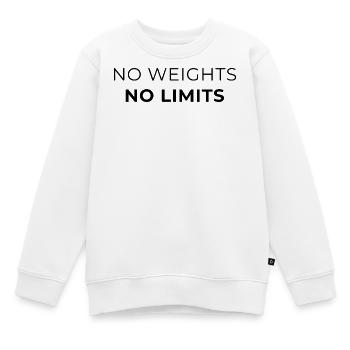 No weights - No limits - Calisthenics - Kinder Premium Organic Sweatshirt - Weiß - Vorne - AI Model Kid Male (0cm)