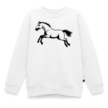 Pferdestil-Sprung - Kinder Premium Organic Sweatshirt - Weiß - Vorne - AI Model Kid Male (0cm)