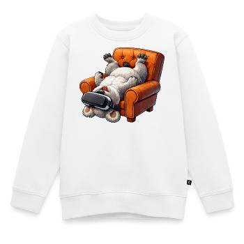 Hund mit VR Brille im Sessel - Kinder Premium Organic Sweatshirt - Weiß - Vorne - AI Model Kid Male (0cm)