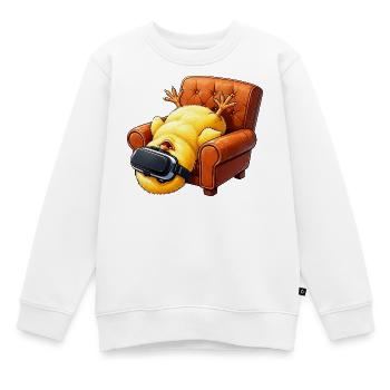 Küken mit VR Brille im Sessel - Kinder Premium Organic Sweatshirt - Weiß - Vorne - AI Model Kid Male (0cm)