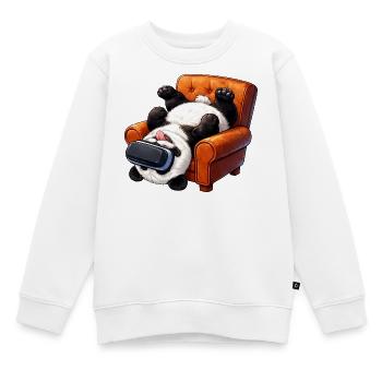 Panda mit VR Brille im Sessel - Kinder Premium Organic Sweatshirt - Weiß - Vorne - AI Model Kid Male (0cm)