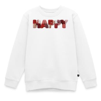 Happy Patchwork Design Stoffflicken Look - Kinder Premium Organic Sweatshirt - Weiß - Vorne - AI Model Kid Male (0cm)