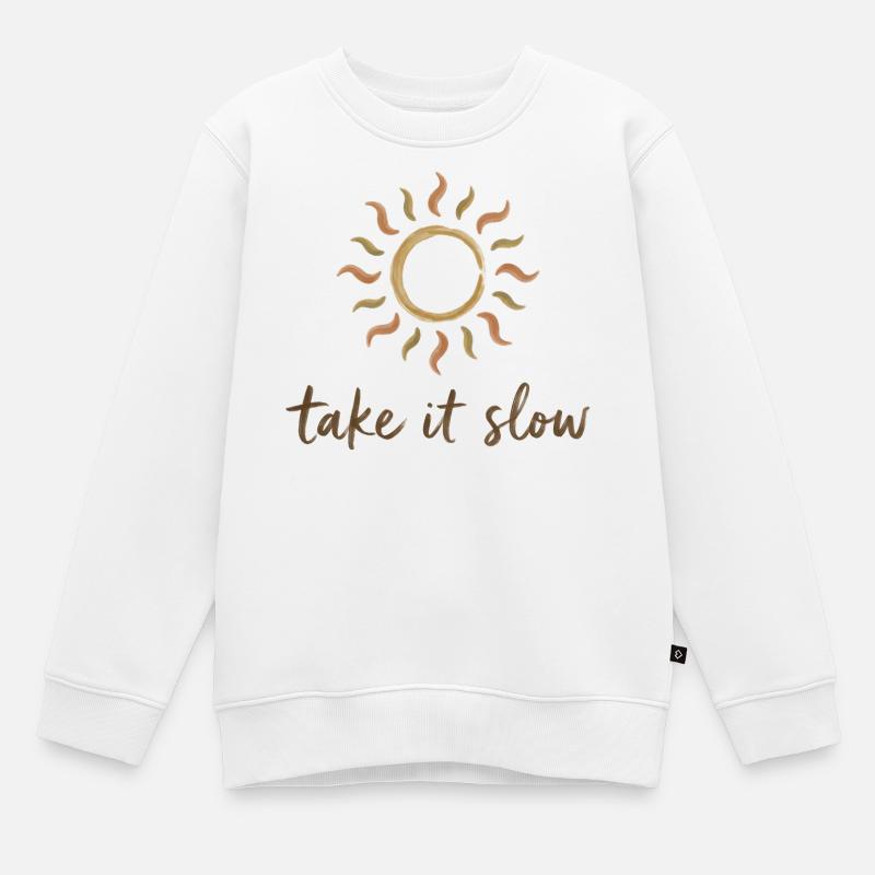 Take It Slow Sun Logo - Sweat Premium enfant bio - blanc