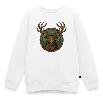 Hirschkopf im Waldkreis Naturlogo - Kinder Premium Organic Sweatshirt - Weiß - Vorne - AI Model Kid Male (0cm)