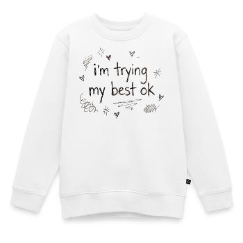 I do my best – handwriting - Kids Premium Organic Sweatshirt - white - Front - AI Model Kid Male (0cm)