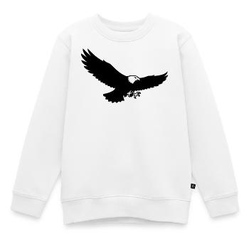 Adler Silhouette Raubvogel Logo - Kinder Premium Organic Sweatshirt - Weiß - Vorne - AI Model Kid Male (0cm)