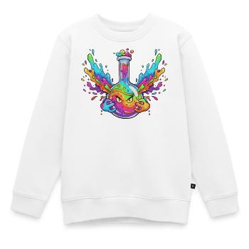 Explosion de la bouteille d’alchimie colorée - Sweat Premium enfant bio - blanc - Devant - AI Model Kid Male (0cm)