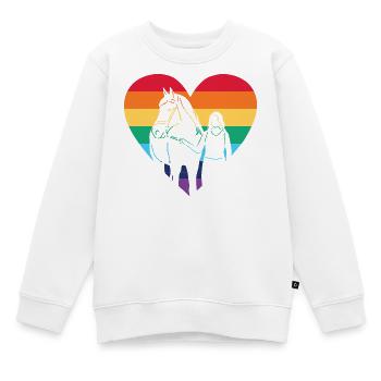 Regenbogenherz Reiter mit Pferd / CSD Motiv - Kinder Premium Organic Sweatshirt - Weiß - Vorne - AI Model Kid Male (0cm)