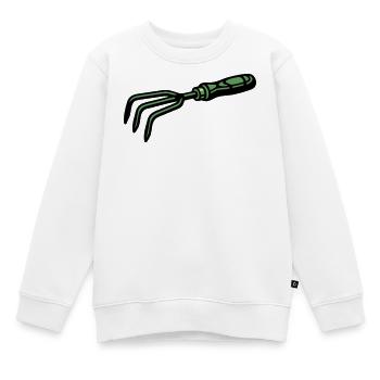 Icône de cultivateur à main griffue de jardin - Sweat Premium enfant bio - blanc - Devant - AI Model Kid Male (0cm)