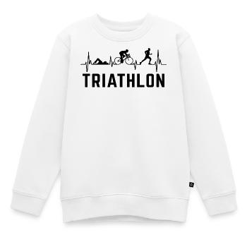 Triathlet Herzschlag-Triathlon - Kinder Premium Organic Sweatshirt - Weiß - Vorne - AI Model Kid Male (0cm)