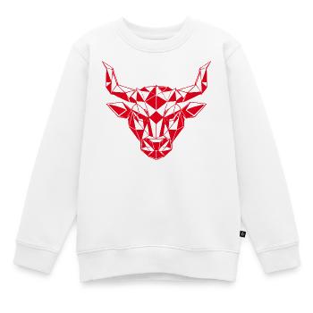 Roter Low-Poly Stierkopf - Kinder Premium Organic Sweatshirt - Weiß - Vorne - AI Model Kid Male (0cm)