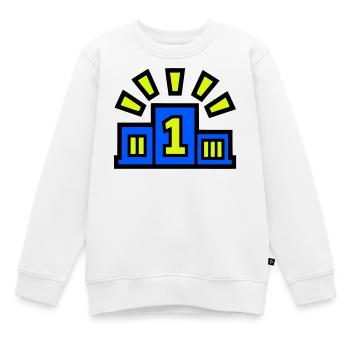 Sieger Podest Platz 1 Champion - Kinder Premium Organic Sweatshirt - Weiß - Vorne - AI Model Kid Male (0cm)