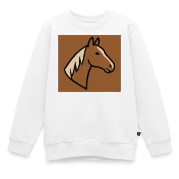 Pferd Profil Kopf Natur - Kinder Premium Organic Sweatshirt - Weiß - Vorne - AI Model Kid Male (0cm)