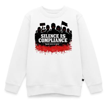Le silence est obéissance – parle maintenant - Sweat Premium enfant bio - blanc - Devant - AI Model Kid Male (0cm)