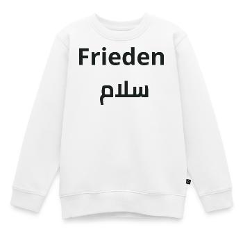 Frieden und Salam - Arabische Kalligrafie - Kinder Premium Organic Sweatshirt - Weiß - Vorne - AI Model Kid Male (0cm)