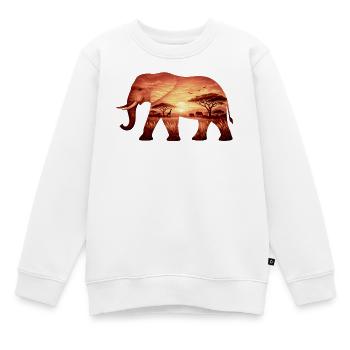 Elefant auf Savanne - Kinder Premium Organic Sweatshirt - Weiß - Vorne - AI Model Kid Male (0cm)