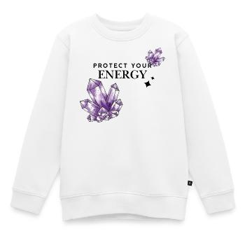 Violet crystal clusters on black - Kids Premium Organic Sweatshirt - white - Front - AI Model Kid Male (0cm)