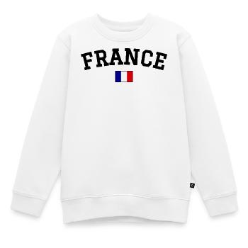 France Flagge Design Schwarz - Kinder Premium Organic Sweatshirt - Weiß - Vorne - AI Model Kid Male (0cm)