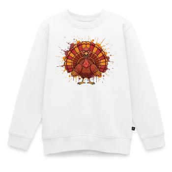 Bunter Truthahn mit Farbspritzer - Kinder Premium Organic Sweatshirt - Weiß - Vorne - AI Model Kid Male (0cm)