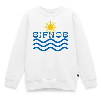 Sifnos Sonnen- und Wellenemblem - Kinder Premium Organic Sweatshirt - Weiß - Vorne - AI Model Kid Male (0cm)