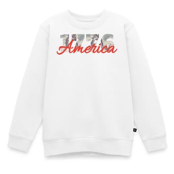 1776 America Script Overlay - Kinder Premium Organic Sweatshirt - Weiß - Vorne - AI Model Kid Male (0cm)