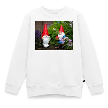 Gartenwichtel Rotkappe Szene - Kinder Premium Organic Sweatshirt - Weiß - Vorne - AI Model Kid Male (0cm)