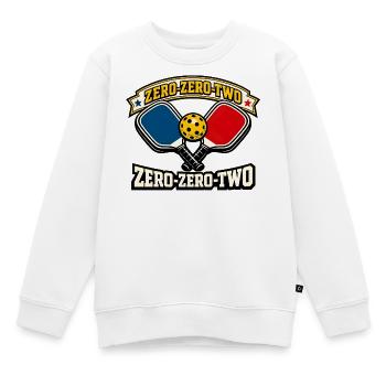 Zero-Zero-Two Paddelball Emblem - Kinder Premium Organic Sweatshirt - Weiß - Vorne - AI Model Kid Male (0cm)